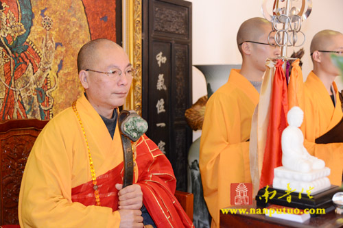 南普陀寺甲午年水陆法会恭请我寺方丈了法大和尚上堂说法(图1)
